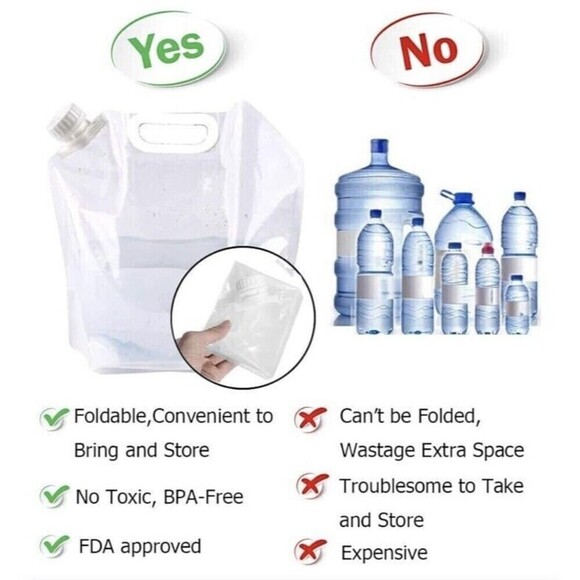 1 Foldable Collapsible 5 Qt Water Container Bag Bottles Survival Emergency Sport - Picture 4 of 7